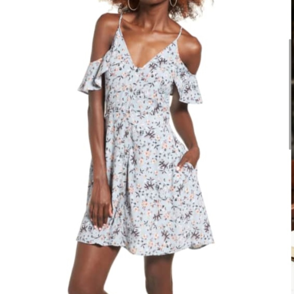 ASTR the Label Floral Print Cold Shoulder Dress